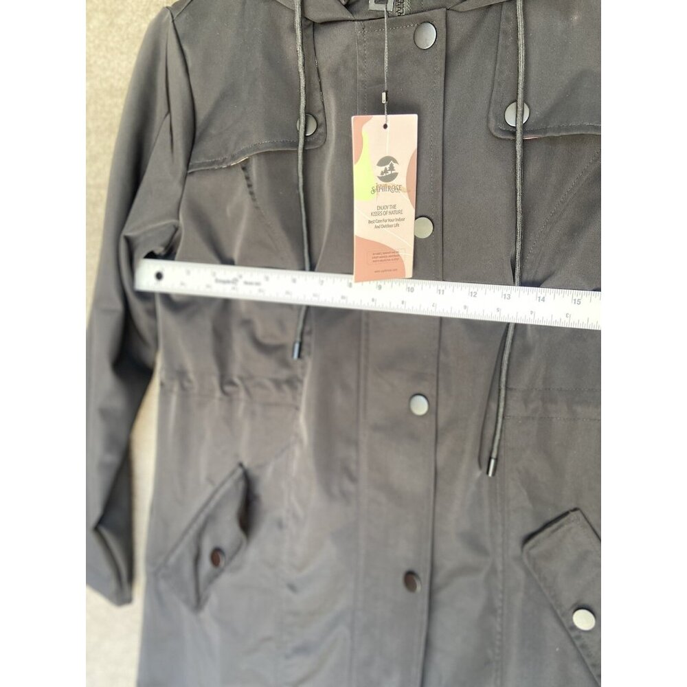 SaphiRose Women's Long Hooded Rain Jacket Outdoor Raincoat Windbreaker Sz S NEW - Picture 12 of 15